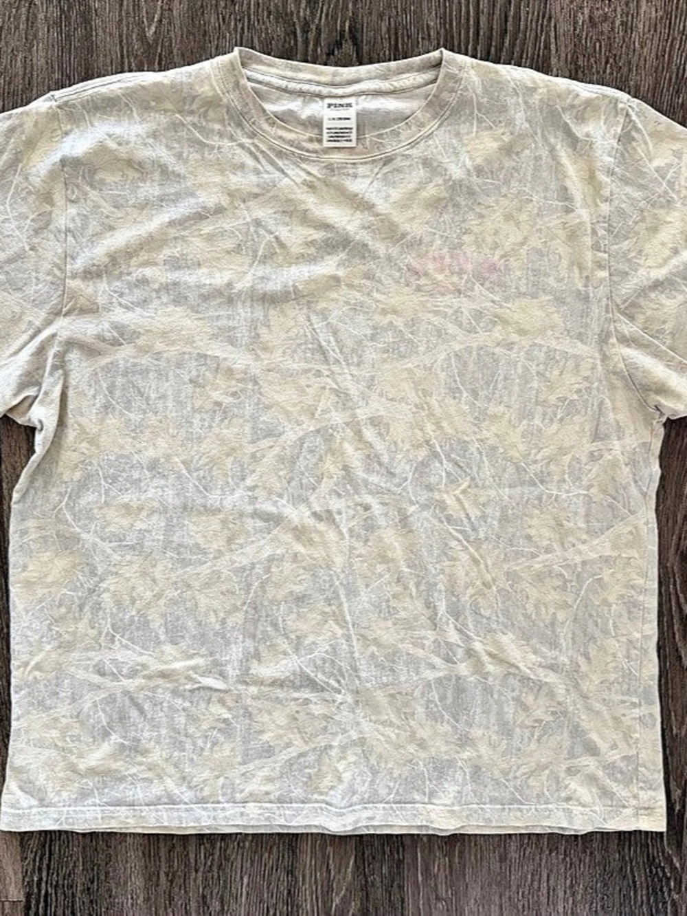 PINK Abstract Short Sleeve Tee Gray Large